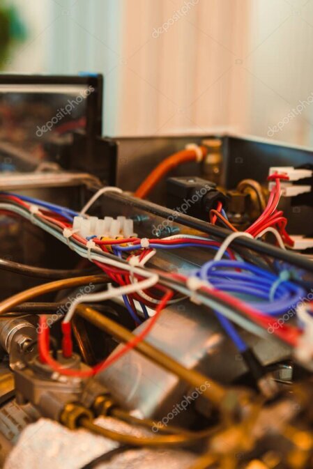 Tecnico termoidraulico al lavoro in officina con attrezzi